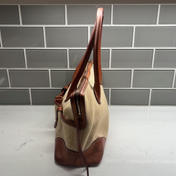 Dooney Bourke Tote Satchel Handbag Purse Weave Vintage RARE Tweed Leather - Picture 2 of 15